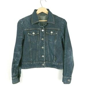 ARITZIA Y2K Denim Jacket Womens XS Talula Blue Jean Trucker 100% Cotton Classic‎